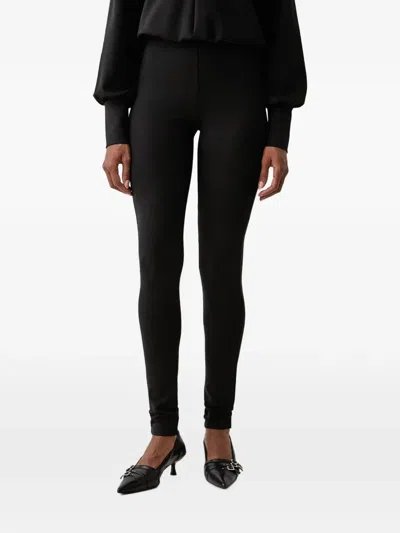 Patrizia Pepe Logo-plaque Slim-fit Trousers In Transparent