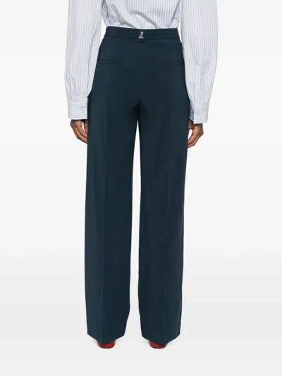 Patrizia Pepe Logo-plaque Straight-leg Trousers In Blue