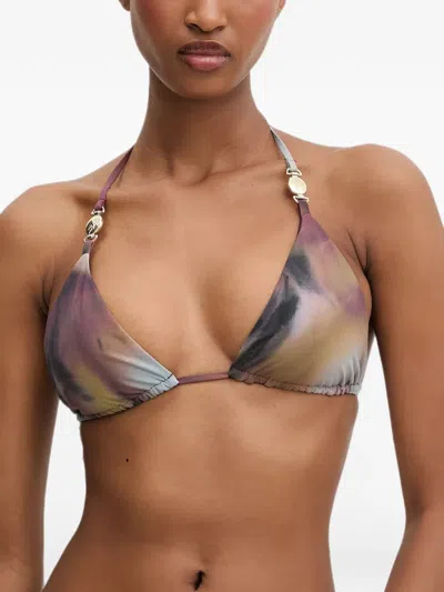 Patrizia Pepe Logo-plaque Triangle Bikini Top In Multi