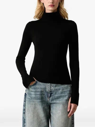 Patrizia Pepe Logo-plaque Turtleneck Wool Sweater In Black