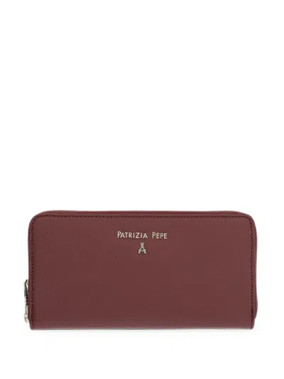 Patrizia Pepe Logo-plaque Zip-around Wallet In Burgundy