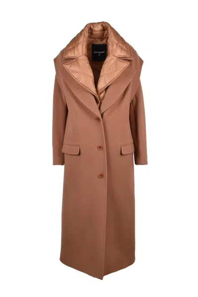 Patrizia Pepe Long Convertible Coat - Brown