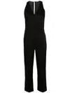 Patrizia Pepe V-neck Poplin Jumpsuit In Black  