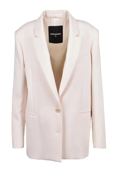 Patrizia Pepe Long Lined Jacket - Cream In White