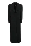 Patrizia Pepe Pinstripe Flannel Maxi Coat In Black Stripes