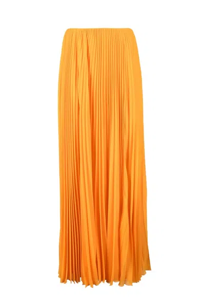 Patrizia Pepe Long Pleated Skirt - Orange In Brown