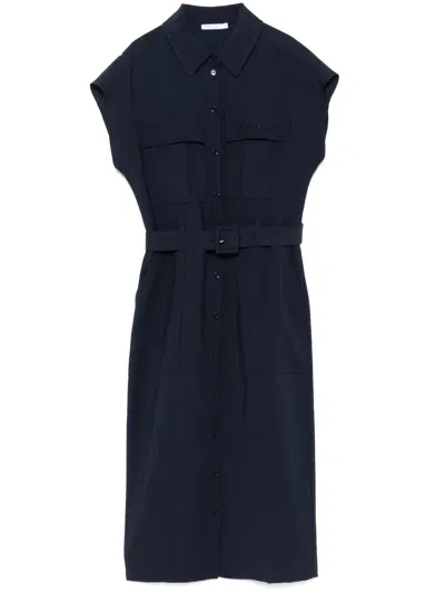 Patrizia Pepe Long Shirt Dress In Blue