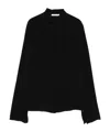 Patrizia Pepe Black High Neck Shirt With Subtle Tie Detail In Black