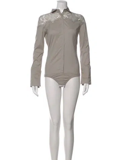 Pre-owned Patrizia Pepe Long Sleeve Bodysuit In Gray
