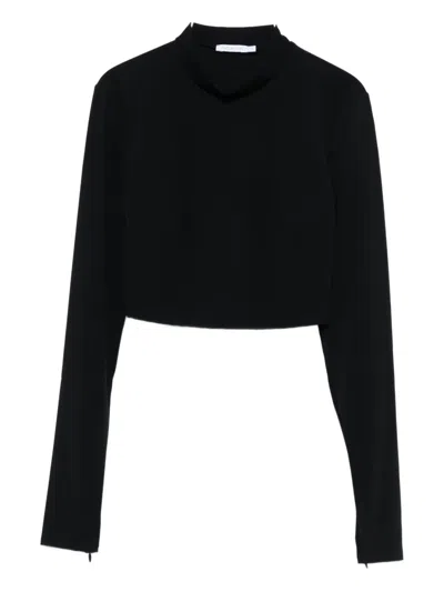 Patrizia Pepe Long-sleeve High-neck Top In Black