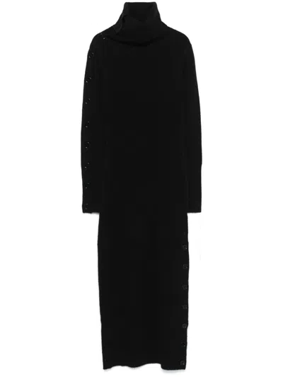 Patrizia Pepe Long-sleeve Midi Dress In Black