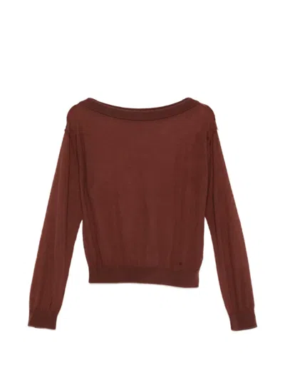 Patrizia Pepe Long-sleeve Sweater In Brown