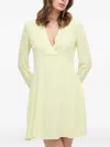 Patrizia Pepe Long-sleeve Wrap Mini Dress In Yellow