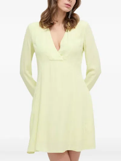 Patrizia Pepe Long-sleeve Wrap Mini Dress In Yellow