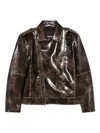 Patrizia Pepe Long-sleeved Biker Jacket In Brown