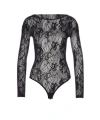 Patrizia Pepe Sheer Floral Lace Long Sleeve Top In Black