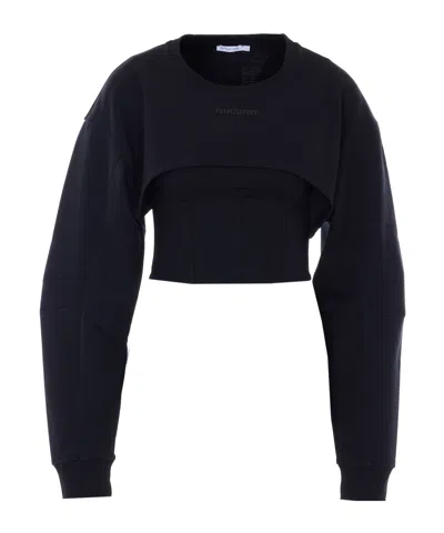Patrizia Pepe Cropped Sweatshirt In Black