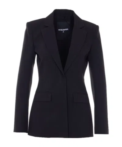 Patrizia Pepe Button Flap-pocket Blazer In Black