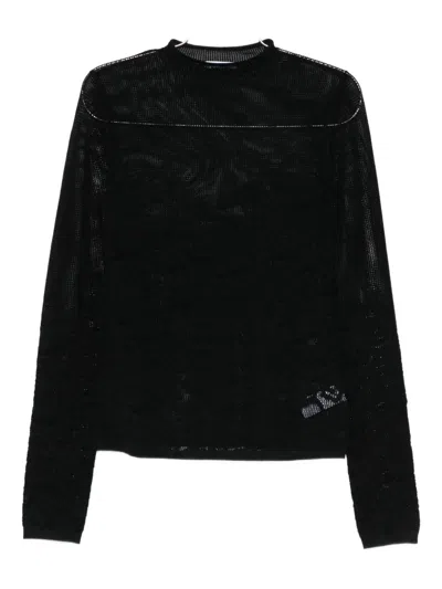 Patrizia Pepe Long-sleeved Sweater In Black