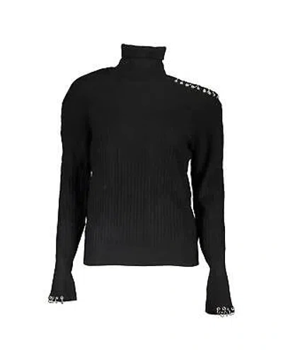 Pre-owned Patrizia Pepe Long Sleeved Turtleneck Jumper With Contrast Details And Logo - In Black