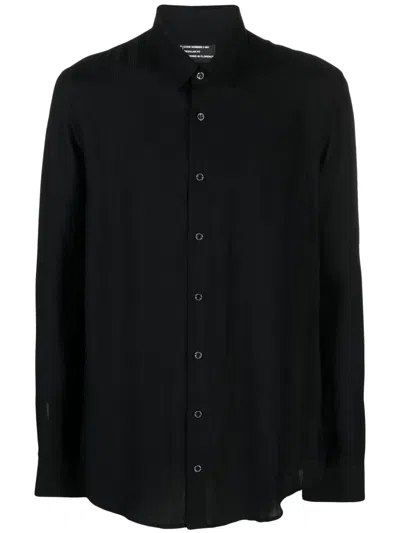Patrizia Pepe Long-sleeved Twill Shirt In Black