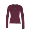 Patrizia Pepe Bordeaux Long Sleeves Top In Burgundy