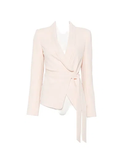 Patrizia Pepe Long-sleeve Belt Blazer In Pink