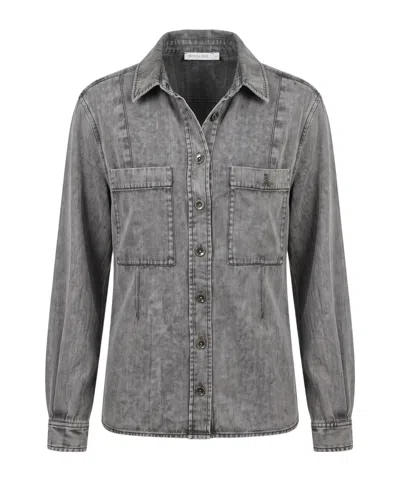Patrizia Pepe Long-sleeve Button-down Shirt In Gray