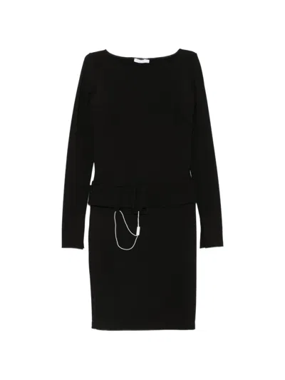 Patrizia Pepe Long-sleeve Midi Dress In Black