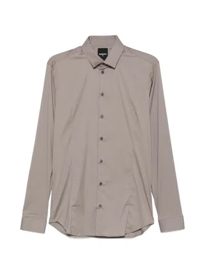 Patrizia Pepe Long-sleeve Slim-fit Shirt In Gray