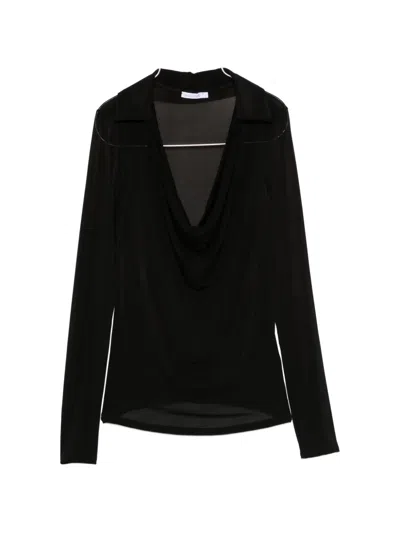Patrizia Pepe Long-sleeved Top In Black