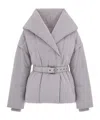 Patrizia Pepe Short Padded Jacket With Wide Shawl Collar In Gray