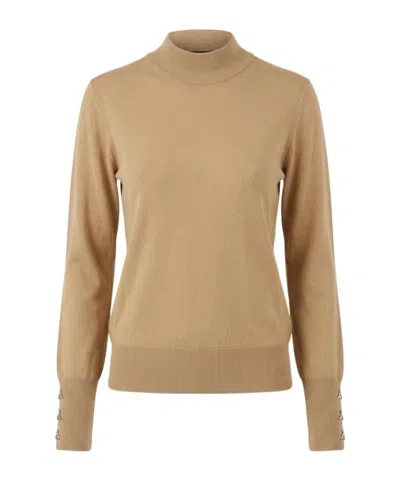 Patrizia Pepe Long-sleeved Turtleneck Jumper In Brown