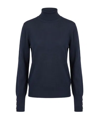 Patrizia Pepe Long-sleeved Turtleneck Jumper In Blue