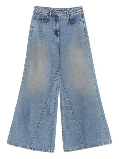Patrizia Pepe Low-waisted Wide-leg Jeans In Blue