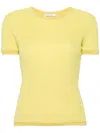 Patrizia Pepe Lurex Short-sleeved Jumper In Yellow