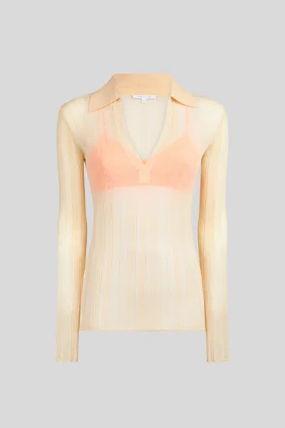 Patrizia Pepe Maglia A Costine Beige Con Top Fluo