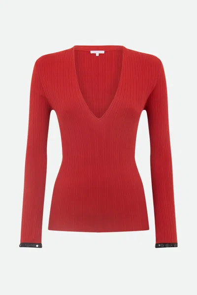 Patrizia Pepe Maglia A Costine Rossa In Rosso