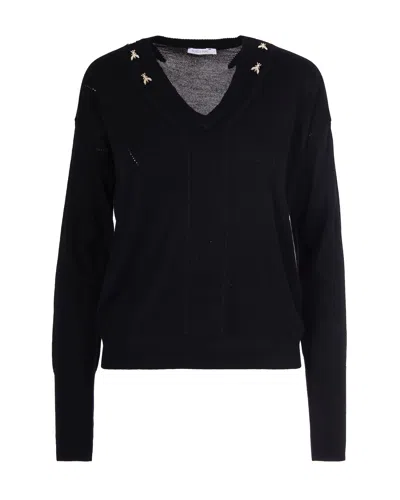 Patrizia Pepe Maglia Con Scollo A V Nera In Black