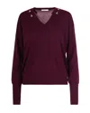 Patrizia Pepe Maglia Con Scollo A V Purple Red In Burgundy