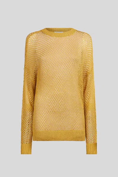 Patrizia Pepe Maglia Effetto Rete Gold In Yellow