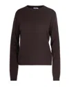 Patrizia Pepe Maglia Essential In Lana Con Dettagli In Lurex Deep Chocolate In Brown