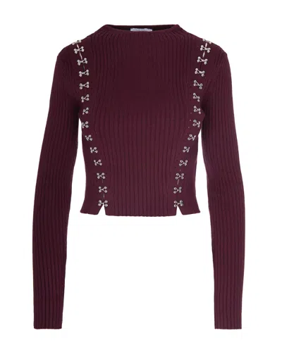 PATRIZIA PEPE MAGLIA GLAM ROCK ADERENTE PURPLE RED