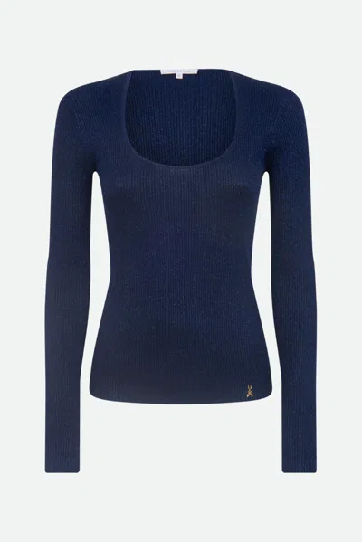 Patrizia Pepe Maglia Lurex Navy In Marine
