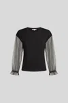 Patrizia Pepe Maglia Nera Con Maniche Trasparenti In Black