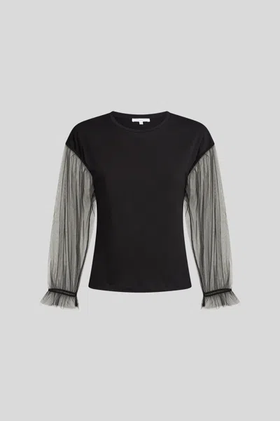 Patrizia Pepe Maglia Nera Con Maniche Trasparenti In Black