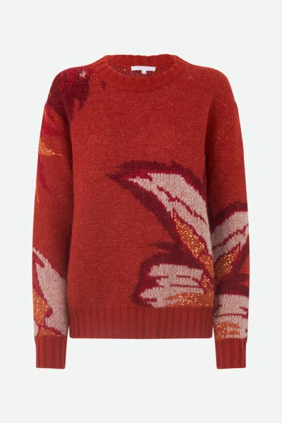 Patrizia Pepe Maglione Jacquard Arancione In Rosso