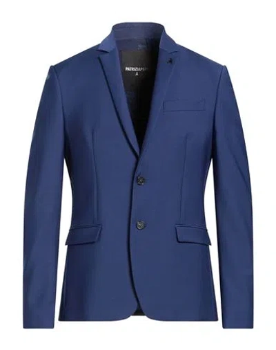 Patrizia Pepe Man Blazer Blue Size 44 Polyester, Virgin Wool, Elastane