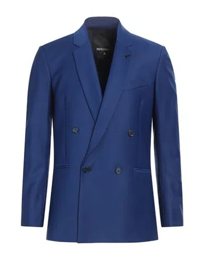Patrizia Pepe Man Blazer Bright Blue Size 38 Polyester, Virgin Wool, Elastane