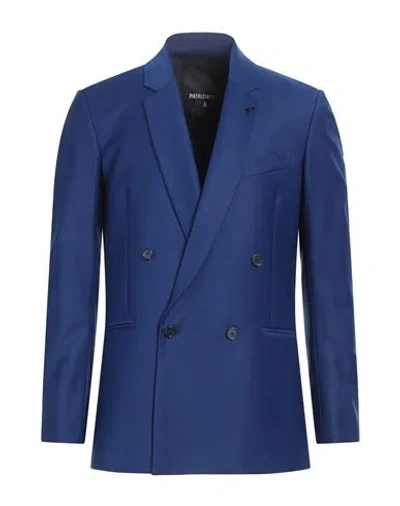 Patrizia Pepe Man Blazer Bright Blue Size 38 Polyester, Virgin Wool, Elastane In Blue
